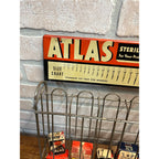 Vintage Atlas Tacks Hardware Store Display + Boxes Advertising Display Rack Sign
