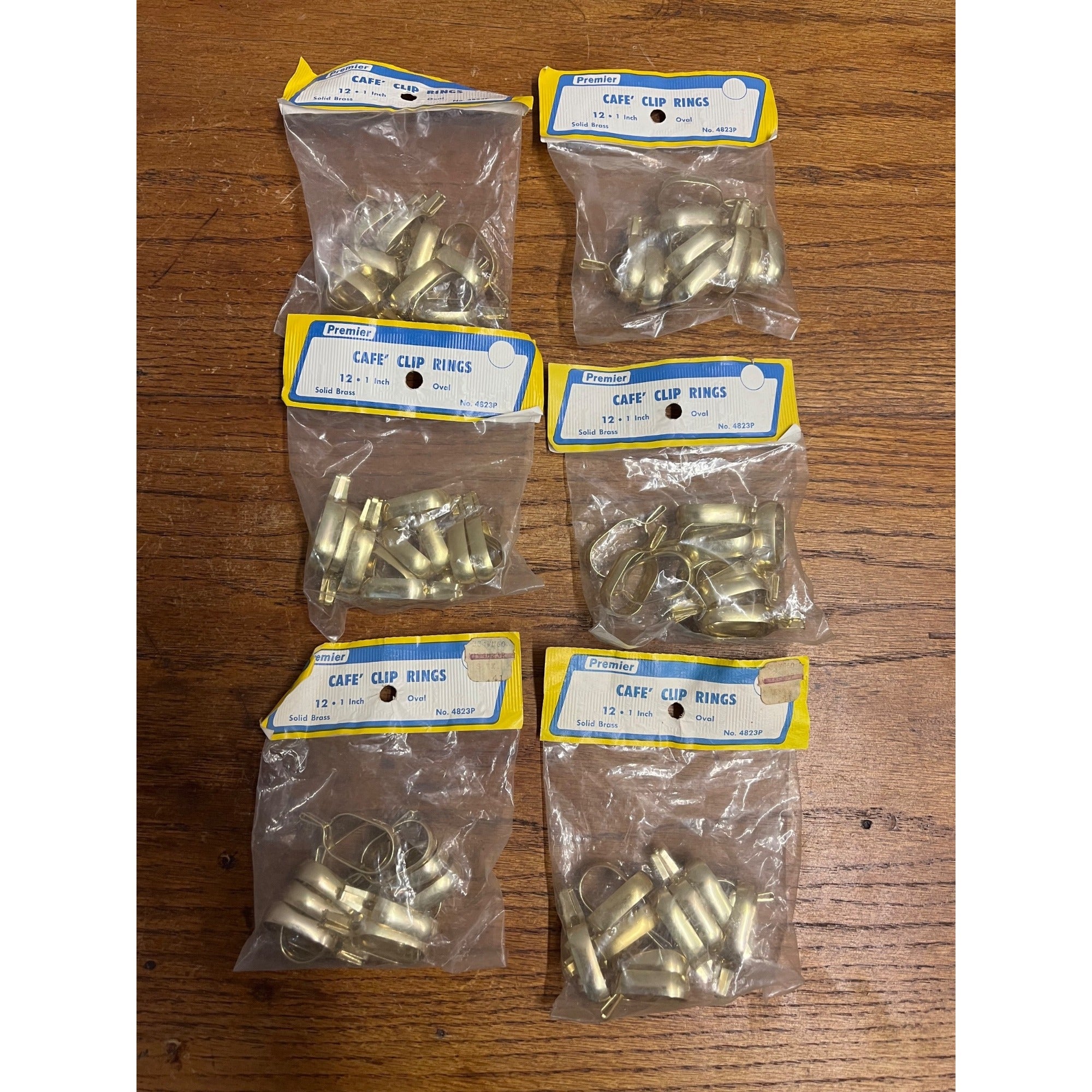 Vintage Brass Finish Cafe Curtain Ring Clips 1" Oval USA NEW Lot (72)