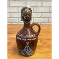 Vintage Fire Water Native American Indian Souvenir Mid-Century Decanter Bottle Ceramic Pottery