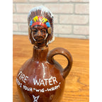 Vintage Fire Water Native American Indian Souvenir Mid-Century Decanter Bottle Ceramic Pottery