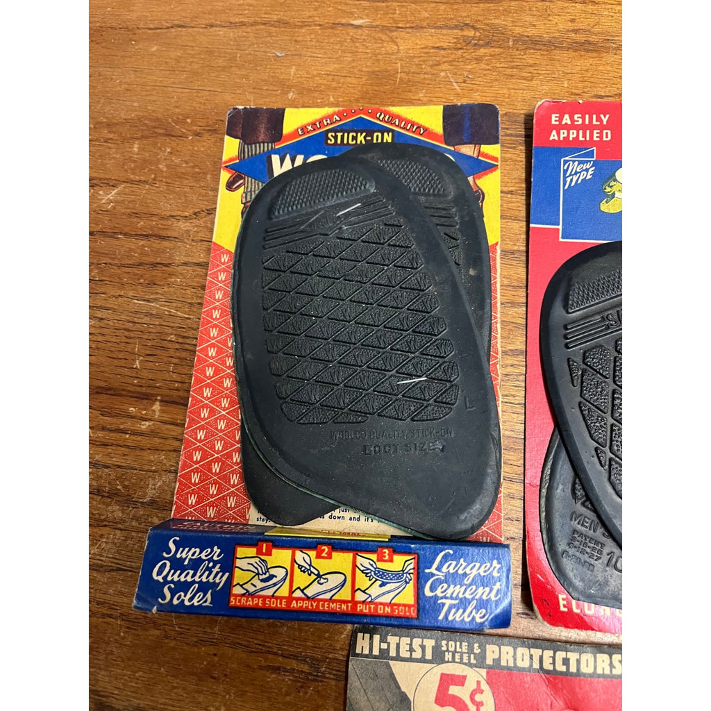 Vintage Savet Tack-On Rubber Shoe Soles Woolworth Metal Hi-Test Cobbler NOS NEW
