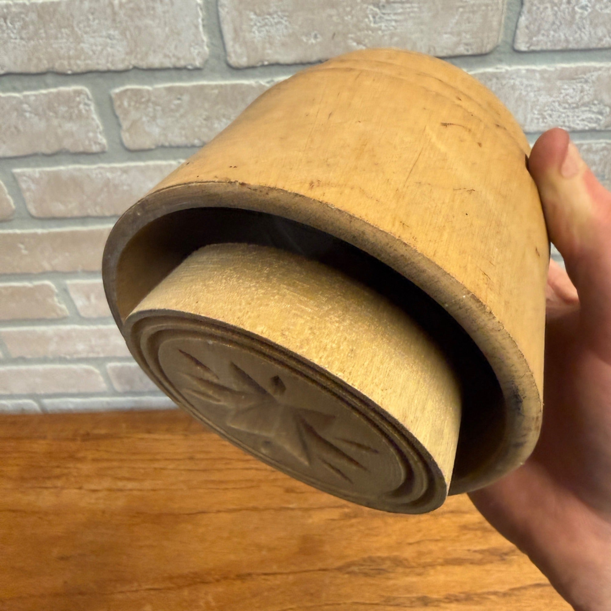 Antique Primitive 19th c. Butter Mold Press Star Pattern Farmhouse