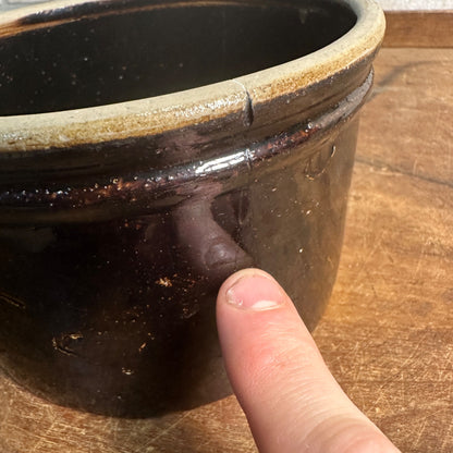 Antique 1# Albany Red Wing Unsigned Butter Crock brown