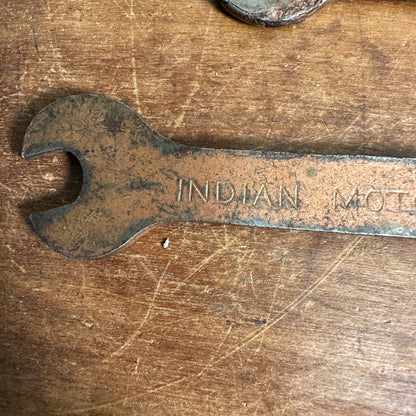 VINTAGE INDIAN MOTOCYCLES OPEN END MOTORCYCLE WRENCH W/ (2) INDESTRO