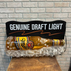 MILLER GENUINE DRAFT LIGHT BEER LIGHT UP BOTTLE 3-D SIGN BAR MAN CAVE WORKS