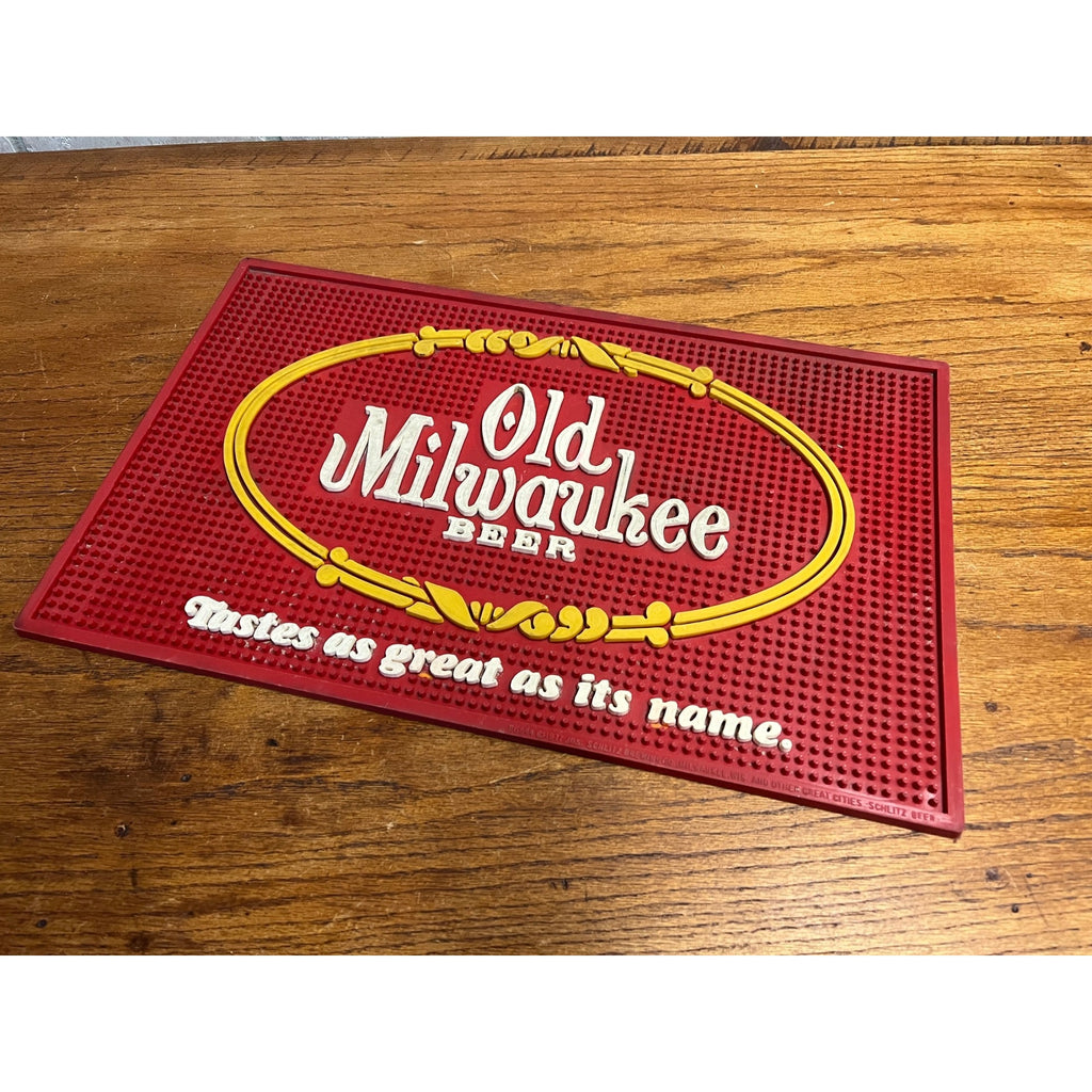 Vintage 1977 Old Milwaukee Beer Bar Mat Rubber Schlitz Brewing Co