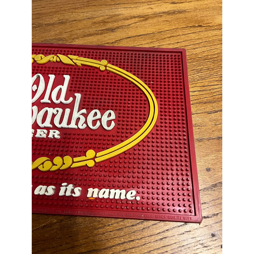 Vintage 1977 Old Milwaukee Beer Bar Mat Rubber Schlitz Brewing Co