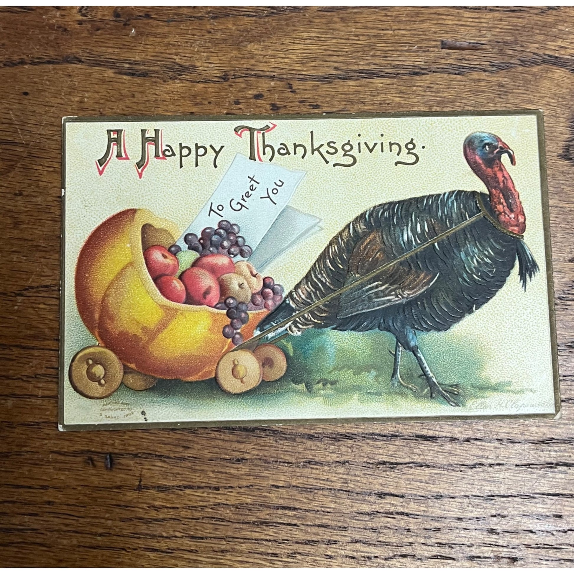 Vintage Ellen Clapsaddle Thanksgiving Turkey Postcard Artist Series 51670