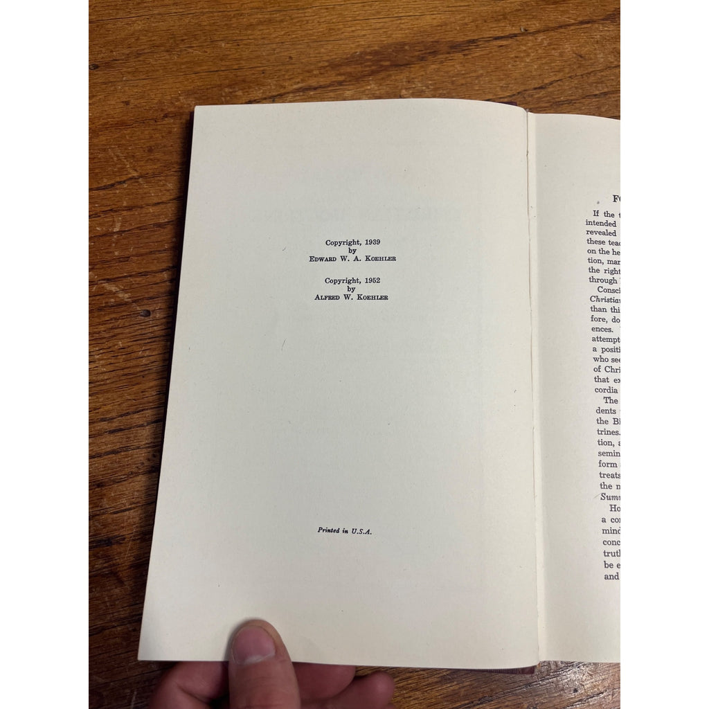 Vintage A Summary of Christian Doctrine Hardcover by Edward W.A. Koehler 1939 USA Bible Teachings