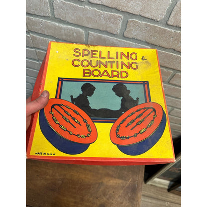 Vintage 1930s Children's Spelling & Counting Board Learning Game w/ Box