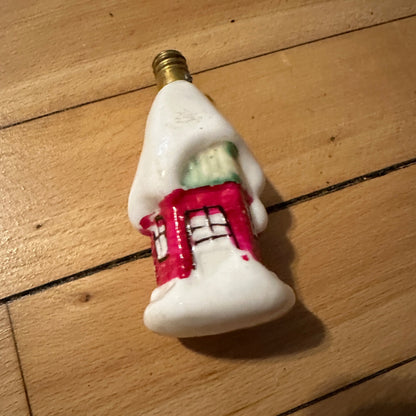 Vintage Snow Covered House Home Christmas Figural Glass Light Bulb