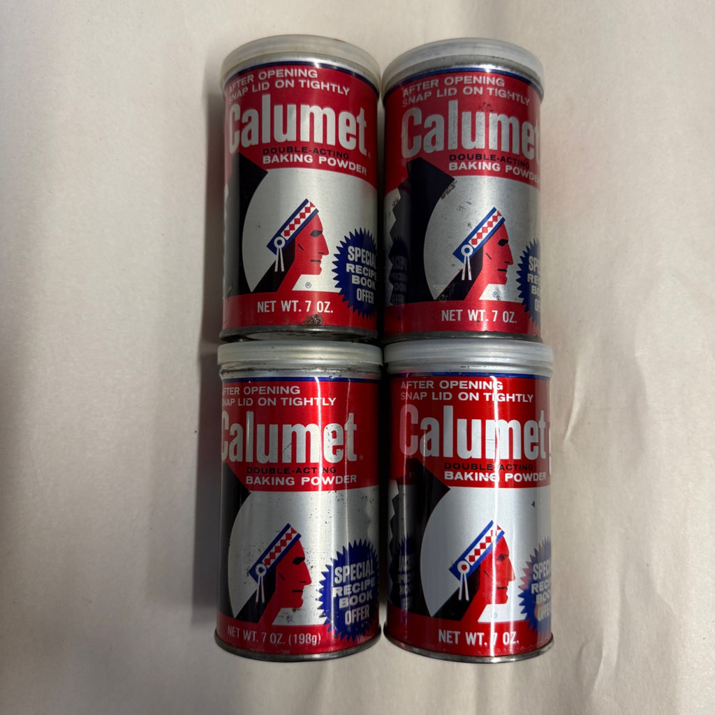 (4) Vintage 1990s Calumet Baking Powder Kitchen Tins Chief Native American