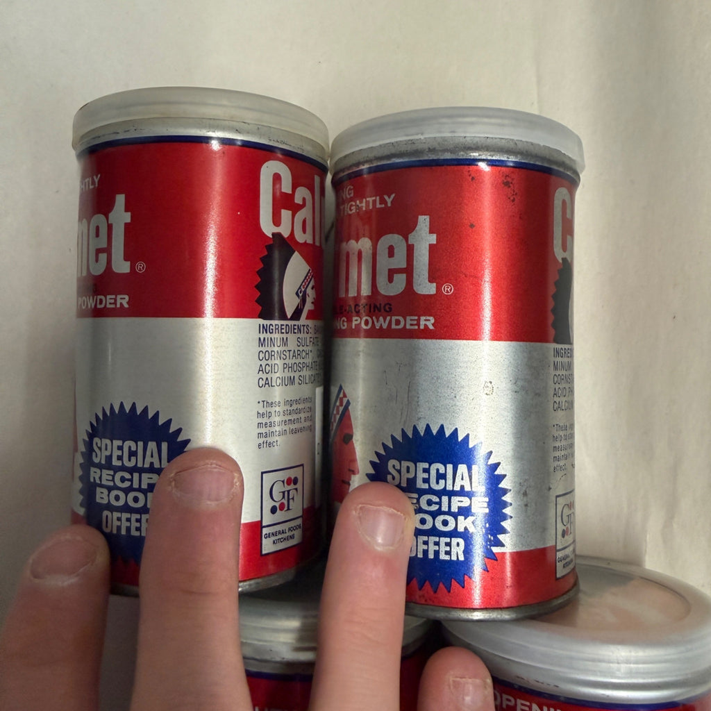 (4) Vintage 1990s Calumet Baking Powder Kitchen Tins Chief Native American