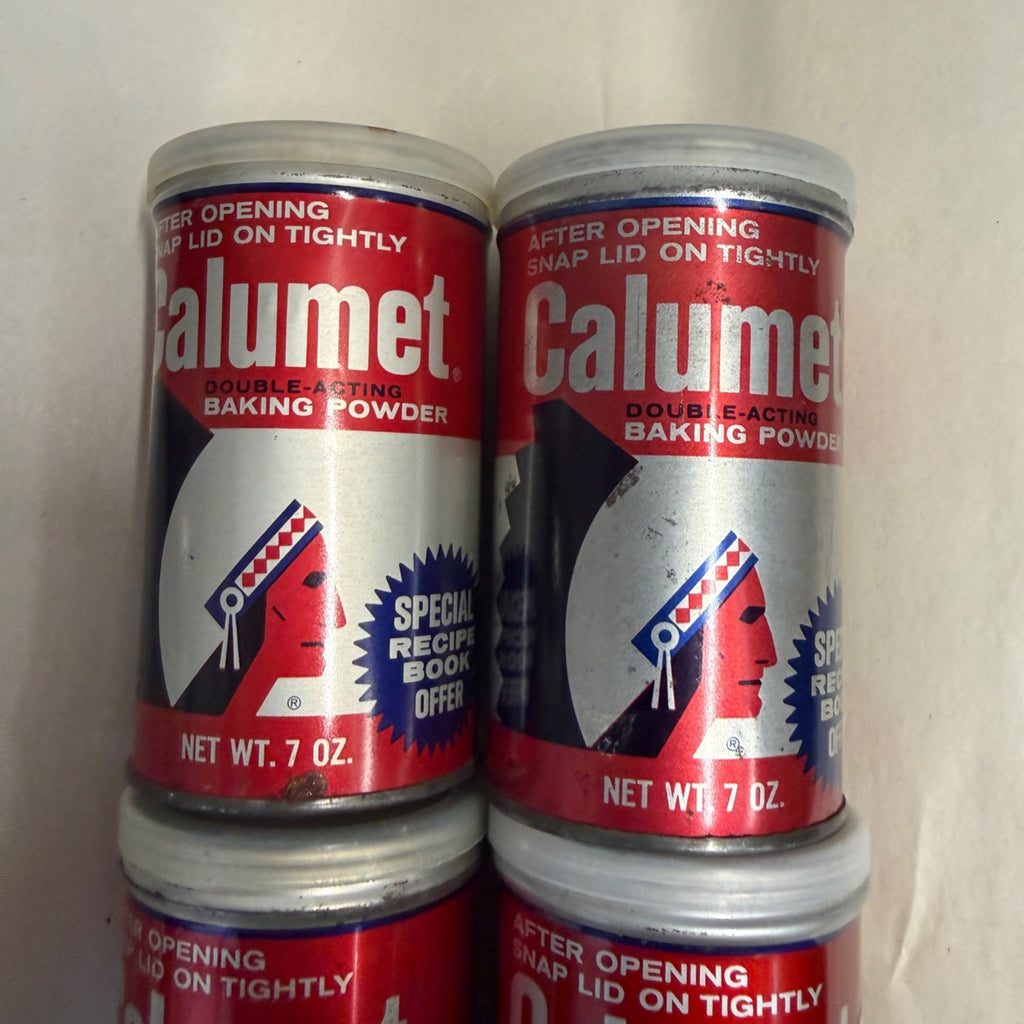 (4) Vintage 1990s Calumet Baking Powder Kitchen Tins Chief Native American