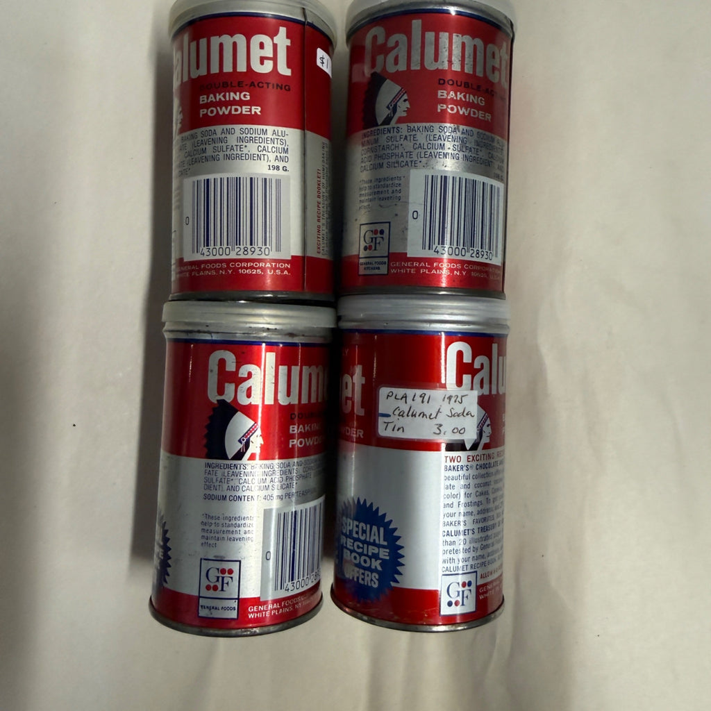 (4) Vintage 1990s Calumet Baking Powder Kitchen Tins Chief Native American