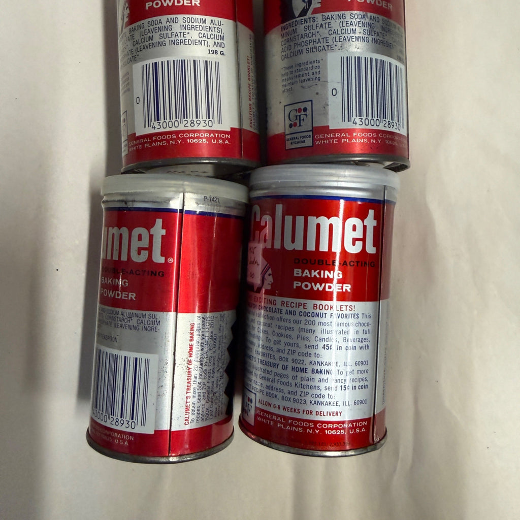 (4) Vintage 1990s Calumet Baking Powder Kitchen Tins Chief Native American