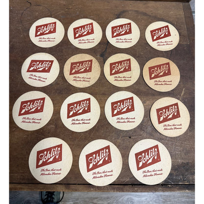 Vintage 1972 Lot (15) Schlitz Beer Advertising Bar Coasters "Out of Schlitz"