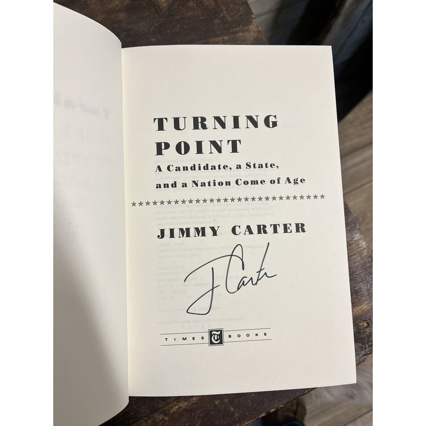 Jimmy Carter SIGNED "Turning Point" Hardcover Book Autographed