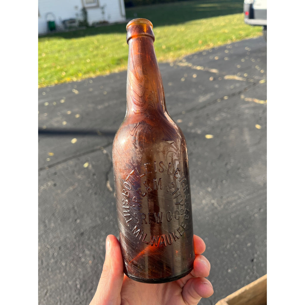 Vintage Pre-Pro Cream City Brewing Co. Amber Brown Beer Bottle Milwaukee Wis