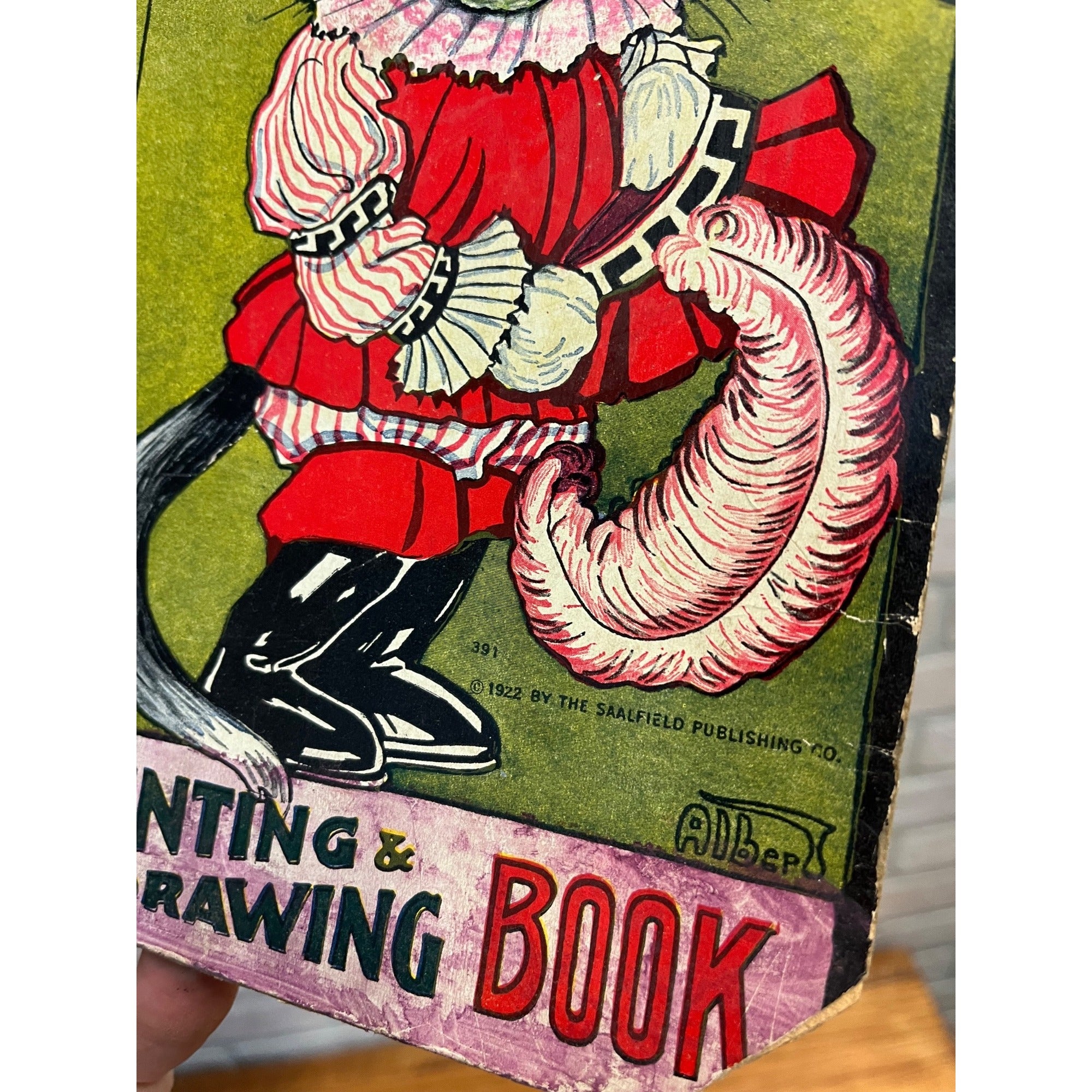 Vintage 1922 Childrens Puss In Boots Painting & Drawing Book Saalfield Pub