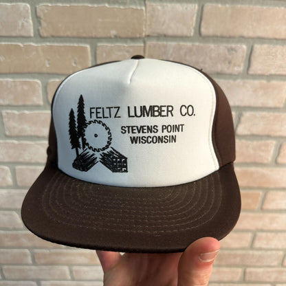 VINTAGE FELTZ LUMBER CO STEVENS POINT WIS RETRO SNAPBACK HAT MESH