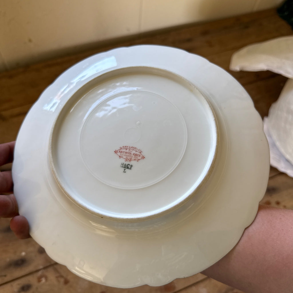 Antique Haviland Limoges Gold Floral Scrollwork & Red Luncheon / Salad Plates 5