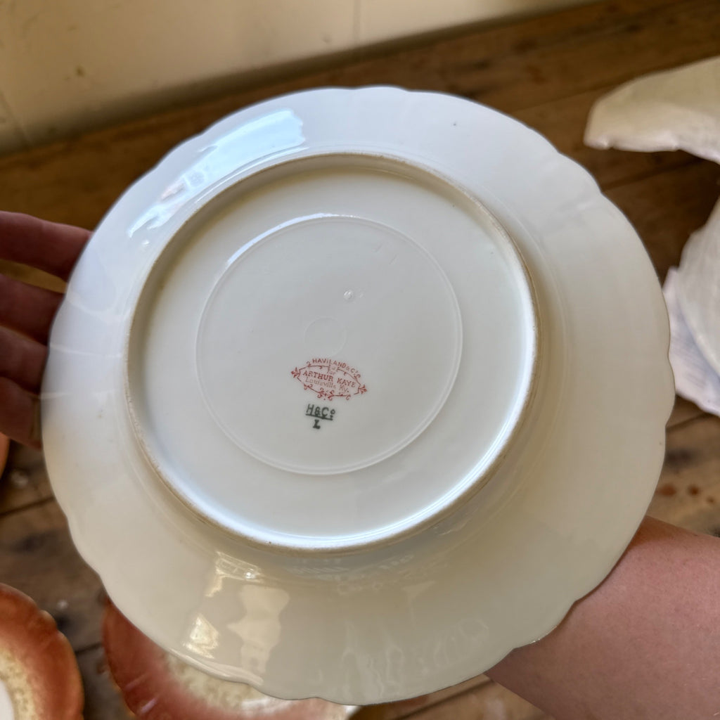 Antique Haviland Limoges Gold Floral Scrollwork & Red Luncheon / Salad Plates 5