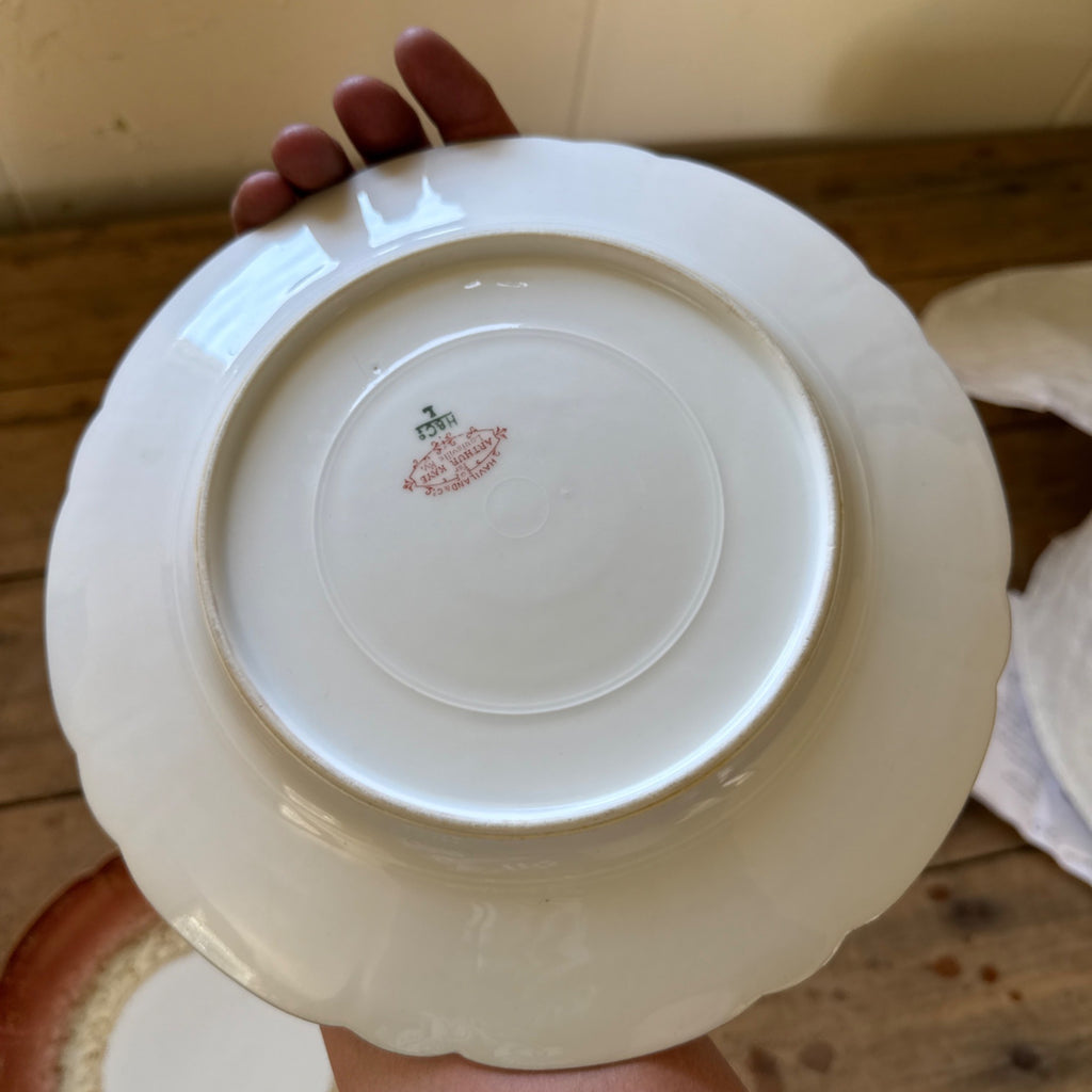 Antique Haviland Limoges Gold Floral Scrollwork & Red Luncheon / Salad Plates 5
