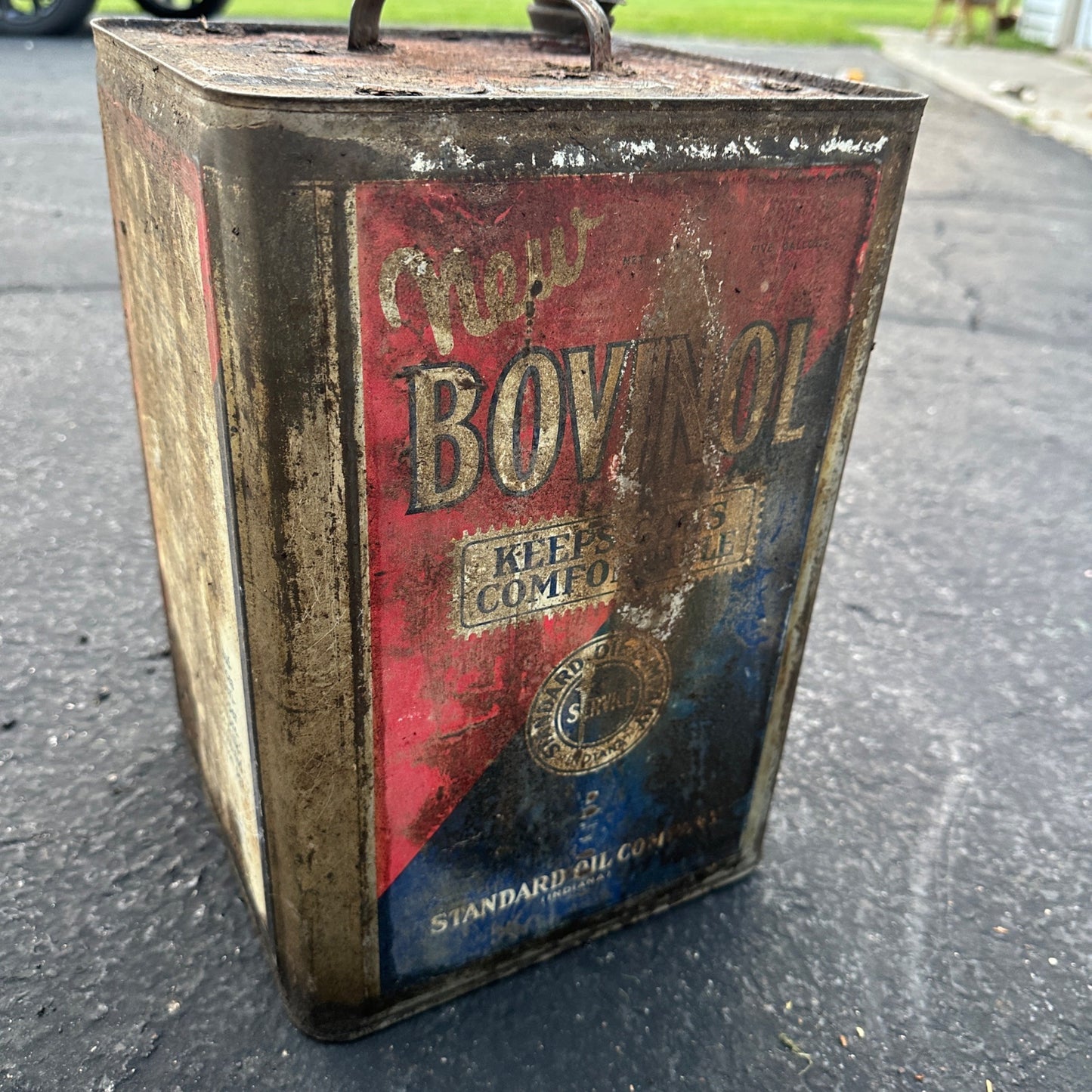 Vintage Standard Oil Co. Bovinol Empty Can, 5 Gallons