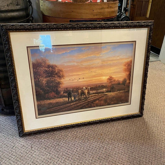 George Kovach Signed “Thoughts of Home” Art Print Framed Farm Ranch Sunset Scene