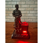 Antique German Spelter Blacksmith Figural Electric Lamp Glowing Forge c.1910