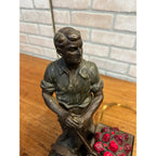 Antique German Spelter Blacksmith Figural Electric Lamp Glowing Forge c.1910