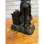 Antique German Spelter Blacksmith Figural Electric Lamp Glowing Forge c.1910
