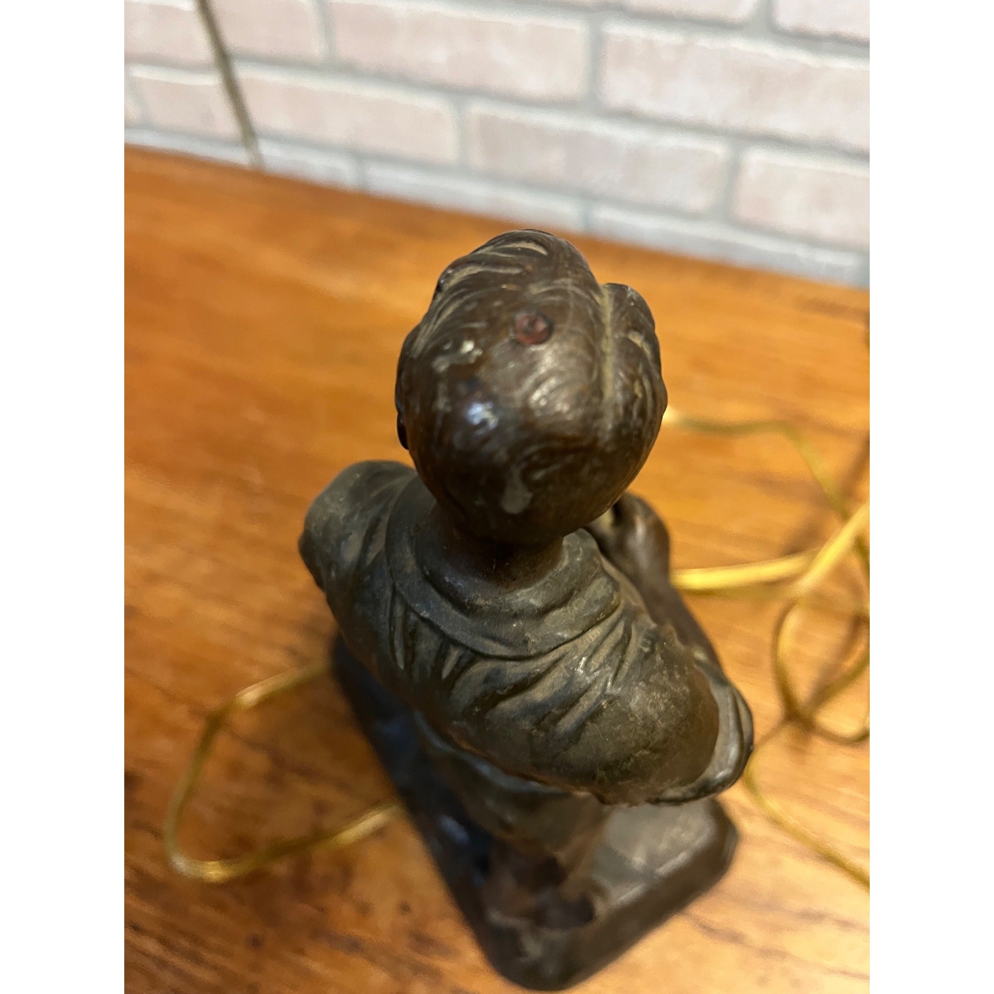 Antique German Spelter Blacksmith Figural Electric Lamp Glowing Forge c.1910