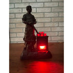 Antique German Spelter Blacksmith Figural Electric Lamp Glowing Forge c.1910