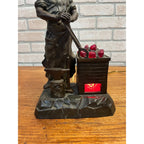 Antique German Spelter Blacksmith Figural Electric Lamp Glowing Forge c.1910