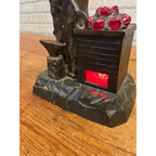 Antique German Spelter Blacksmith Figural Electric Lamp Glowing Forge c.1910
