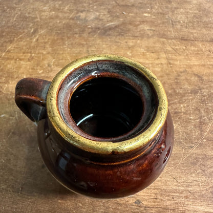 Vintage Small 2.5" Bean Pot "Souvenir of Milwaukee Wis" Stoneware Crock - Red Wing?