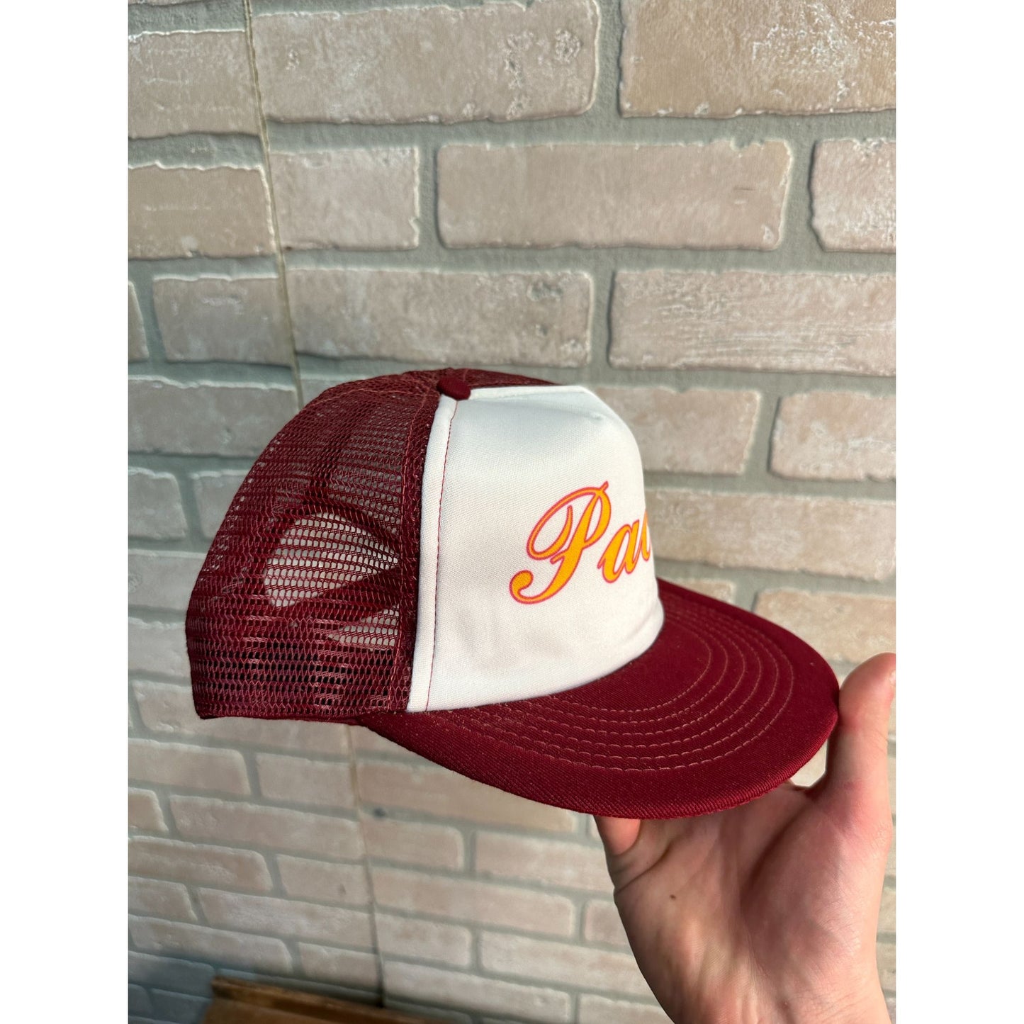 VINTAGE PACE RACING BURGANDY RED RETRO SNAPBACK HAT USA MADE
