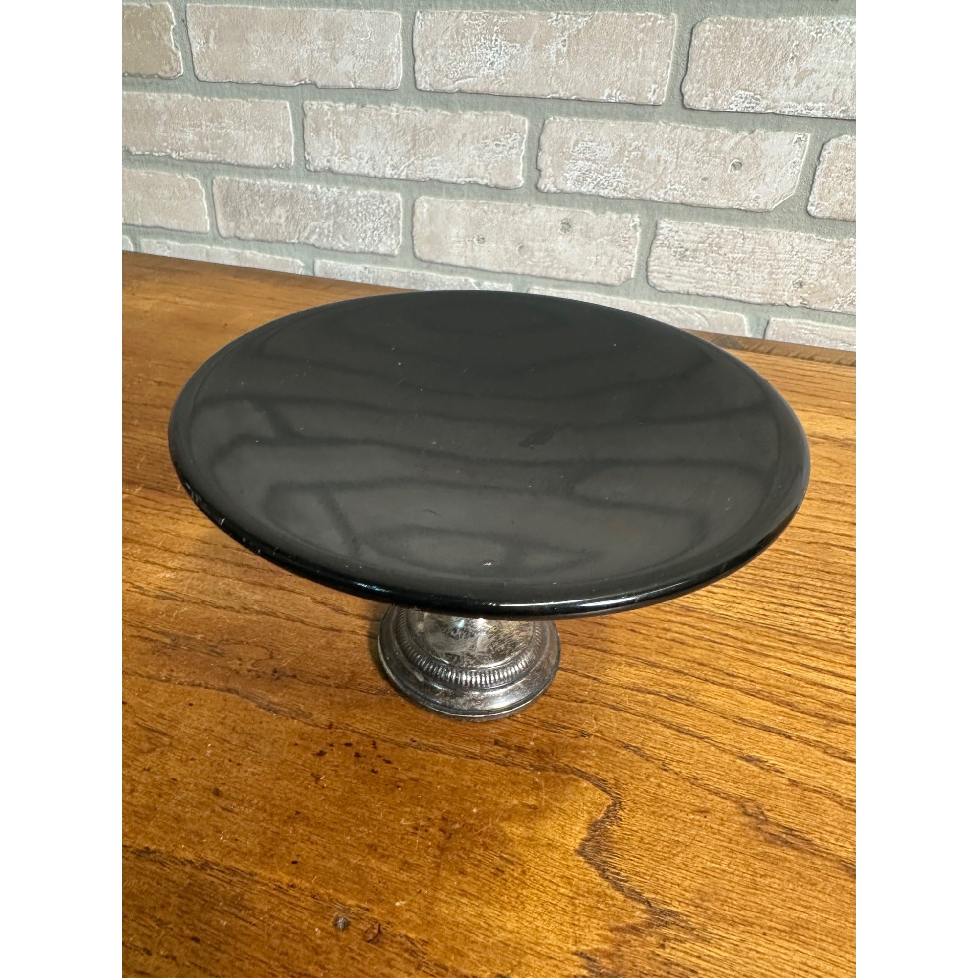 RARE Vintage 1940s Columbia Weighted Sterling Silver Mahogany Wood Compote