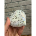 Art Glass Hand Blown Pink and White iridescent Heart Shaped Ornament Suncatcher