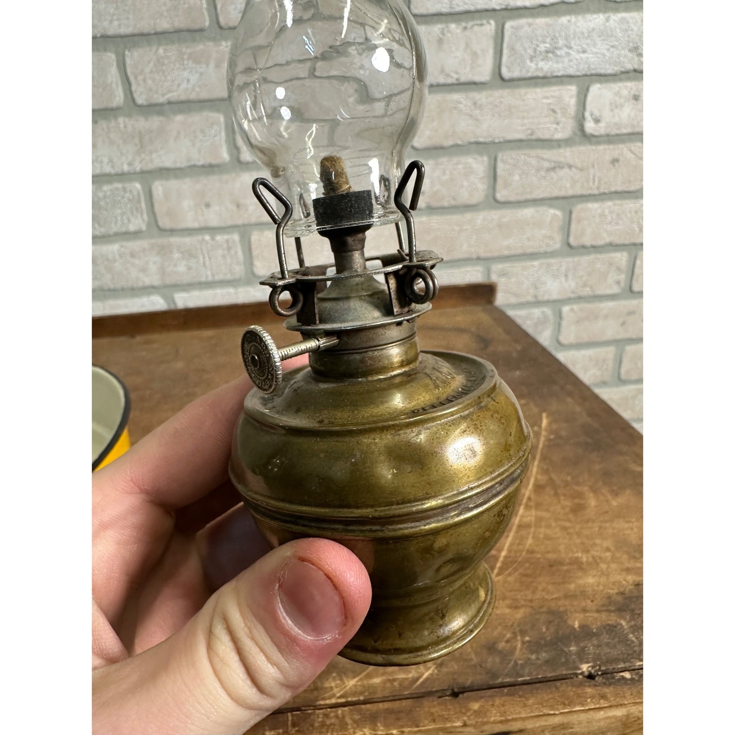 Vintage Early 1900s ACME Reflector Night Lamp Oil Light Lamp Brass w/ Chimney