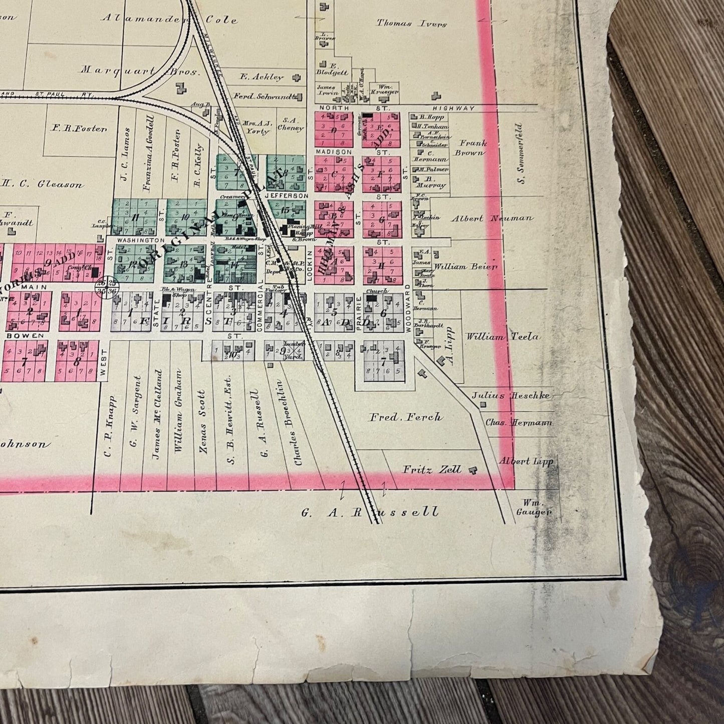 Antique 1893 Metomen Brandon Wisconsin Wis Plat Map Township