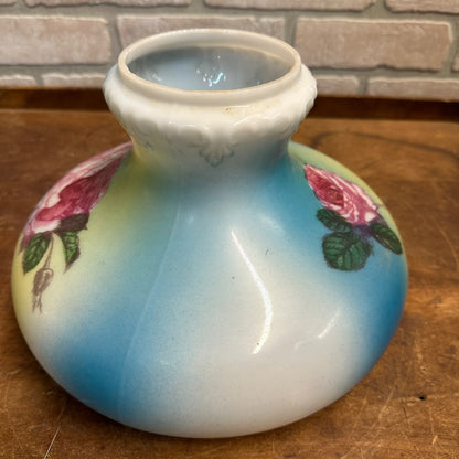 Antique Handpainted 8.5" Fitter Kerosene Oil Student Lamp Shade Floral Vintage