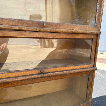 Vintage 3-Stack Macey Wooden Lawyer Barrister Bookcase Shelf w/ Glass Doors