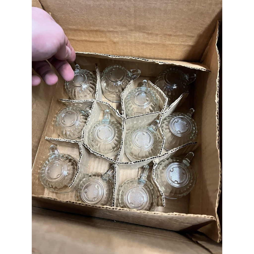 Vintage 26pc Jeannette Glass Crystal Fruit Design Punch Bowl Set  New w/ Box