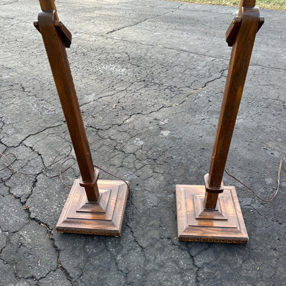 RARE Vintage 1930s Frederick Cooper Arts & Crafts Ratcheting Horse Floor Lamps