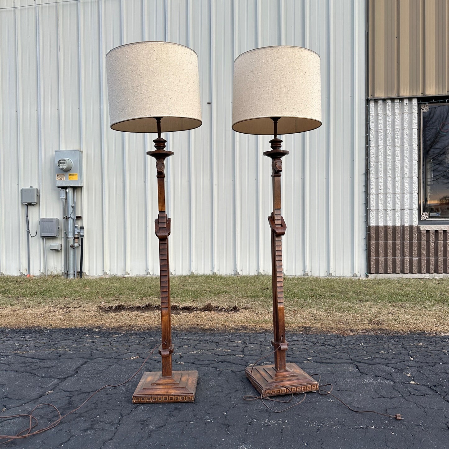 RARE Vintage 1930s Frederick Cooper Arts & Crafts Ratcheting Horse Floor Lamps