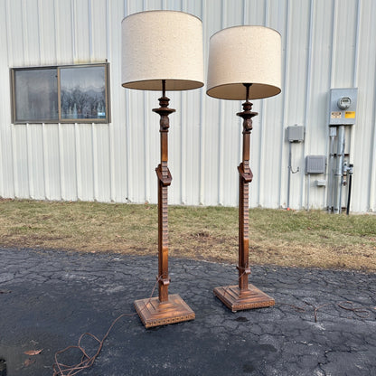 RARE Vintage 1930s Frederick Cooper Arts & Crafts Ratcheting Horse Floor Lamps