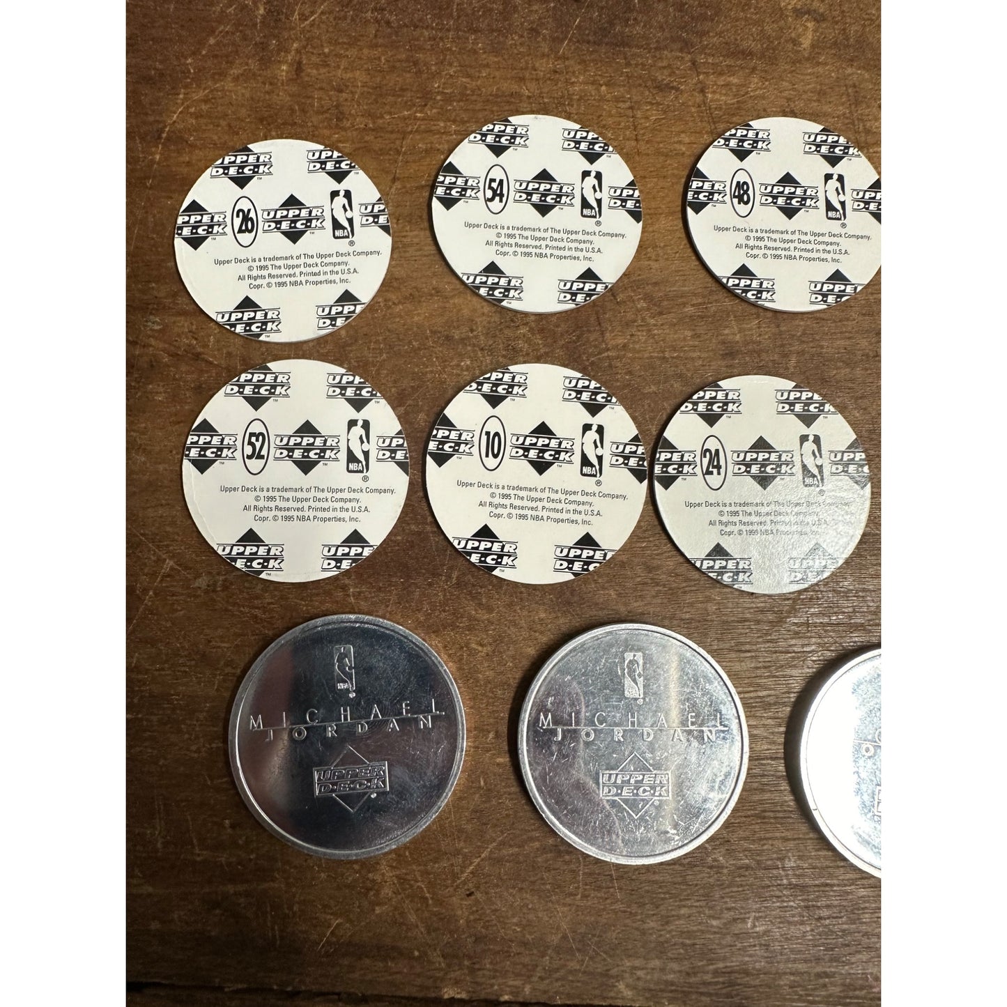 Vintage 1990s Upper Deck Michael Jordan Metal Tokens + Milk Caps POGS